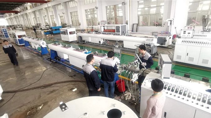 Running Φ14-55mm PE & PPR Pipe Production Line Operation Site
